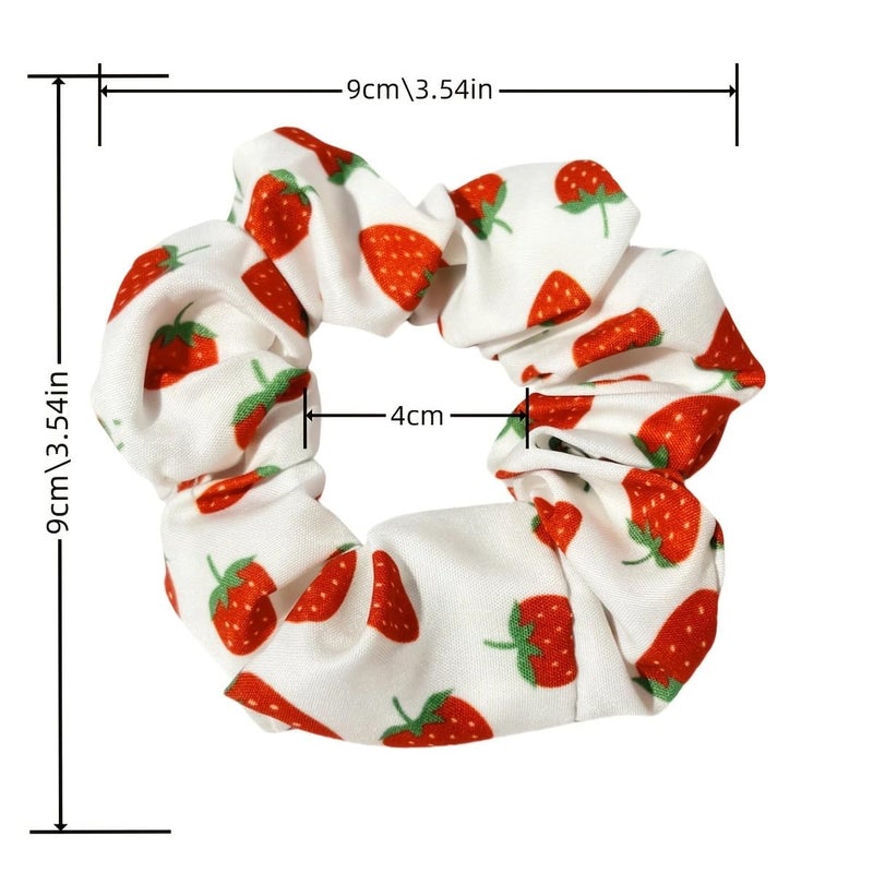 BBTDIN Strawberry Hair Scrunchies Girls Fruits Ponytail Holder Strawberry Hair Scrunchy Ties BW61 (2 Pcs-Set B) - Image 3